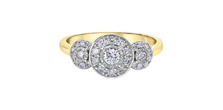 10K Yellow and White Gold 0.50Cttw Round Cut Diamond Engagement Ring