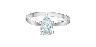 14K Gold Engagement Ring with Ski Tip Hidden Halo and Lab Grown Pear Shape Cut Diamond