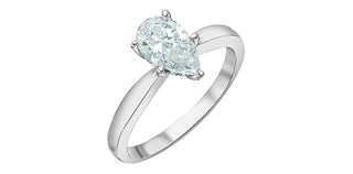 14K Gold Engagement Ring with Ski Tip Hidden Halo and Lab Grown Pear Shape Cut Diamond