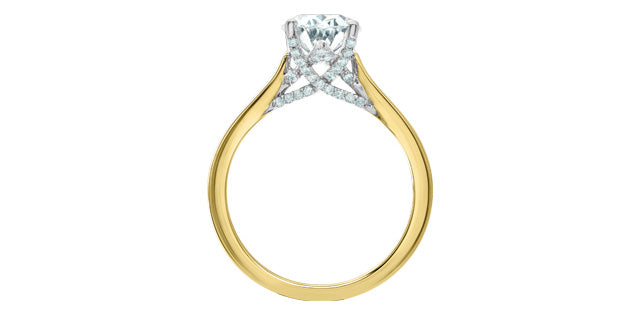 14K Yellow and White gold 2.157cttw Lab Grown Oval Diamond Ring with Hidden Halo