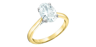 14K Yellow and White gold 2.157cttw Lab Grown Oval Diamond Ring with Hidden Halo