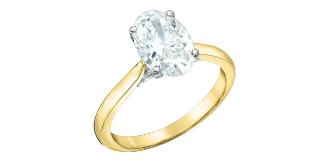 14K Yellow and White gold 2.157cttw Lab Grown Oval Diamond Ring with Hidden Halo