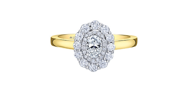 18K White &amp; Yellow Gold /Palladium Alloy (Hypoallergenic) 0.77cttw Canadian Diamond Engagement Ring