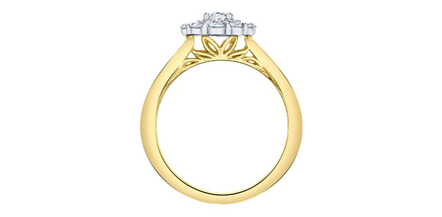 18K White &amp; Yellow Gold /Palladium Alloy (Hypoallergenic) 0.77cttw Canadian Diamond Engagement Ring