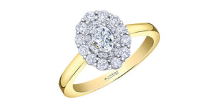 18K White & Yellow Gold /Palladium Alloy (Hypoallergenic) 0.77cttw Canadian Diamond Engagement Ring