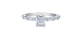 14K White Gold 1.44cttw Canadian Diamond Emerald Cut Engagement Ring