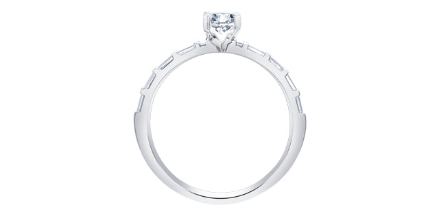 14K White Gold 0.75cttw Canadian Diamond Emerald Cut Engagement Ring