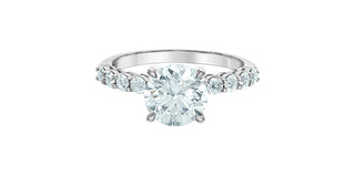 14K White Gold 2.53 Cttw Lab Grown Round Brilliant Cut Diamond Engagement Ring with Hidden Halo