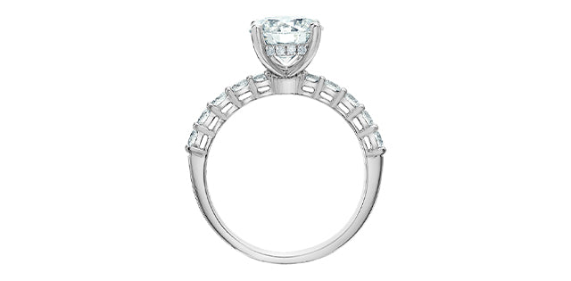 14K White Gold 2.53 Cttw Lab Grown Round Brilliant Cut Diamond Engagement Ring with Hidden Halo