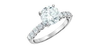 14K White Gold 2.53 Cttw Lab Grown Round Brilliant Cut Diamond Engagement Ring with Hidden Halo
