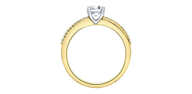 14K White &amp; Yellow Gold 0.59cttw Canadian Diamond Engagement Ring