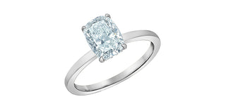 14K Gold Engagement Ring with Chevron Hidden Halo and Lab Grown Cushion Cut Diamond