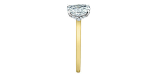 14K Gold Engagement Ring with Chevron Hidden Halo and Lab Grown Cushion Cut Diamond