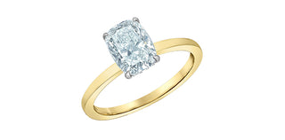 14K Gold Engagement Ring with Chevron Hidden Halo and Lab Grown Cushion Cut Diamond