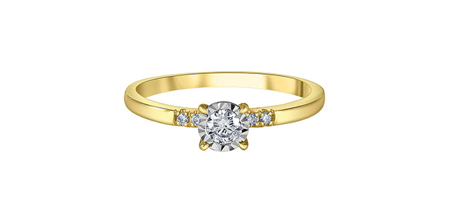 10K Yellow Gold 0.20 cttw Illusion Set Diamond Ring