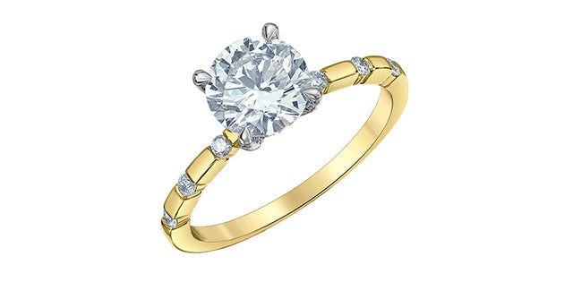 14K Yellow and White Gold Lab Grown Diamond Engagement Ring