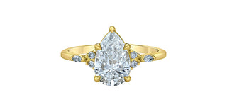 18K Yellow Gold Pear Shape Lab Grown Diamond Ring