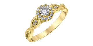 10K Yellow Gold 0.20cttw Gold Diamond Ring with Halo