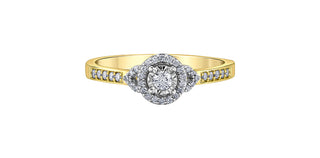 10K Yellow and White Gold 0.25cttw Diamond Ring with Halo