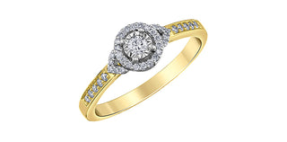 10K Yellow and White Gold 0.25cttw Diamond Ring with Halo