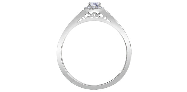 10K White Gold 0.25cttw Canadian Diamond Engagement Ring, Size 6.5