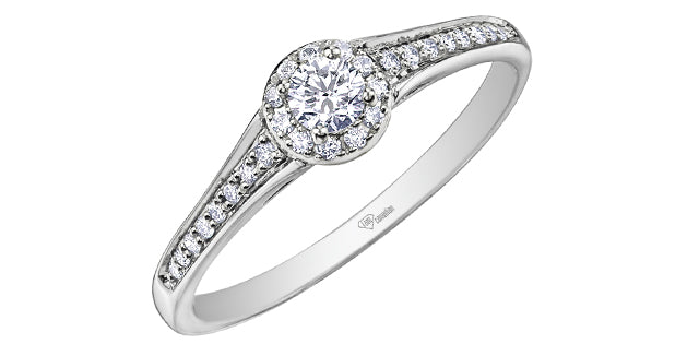 10K White Gold 0.25cttw Canadian Diamond Engagement Ring, Size 6.5