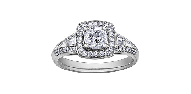 14K White Gold 0.95cttw Canadian Diamond Engagement Ring