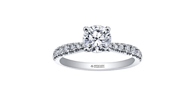 18K White Gold and Palladium 0.80cttw Canadian Diamond Engagement Ring