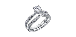 Anillo de compromiso de diamantes canadienses de 0,80 quilates en oro blanco de 18 quilates y paladio