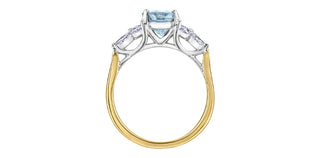 18K Yellow and White Gold Aquamarine and  Diamond Ring