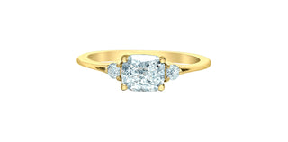 14K Yellow Gold Diamond Cushion Cut Ring