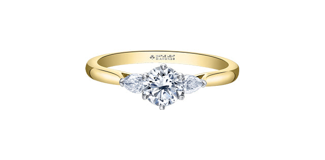 14K White &amp; Yellow Gold 0.70cttw Canadian Diamond Engagement Ring
