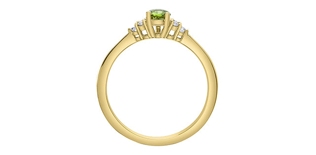 10K Yellow Gold Peridot and Diamond Ring - 4.5