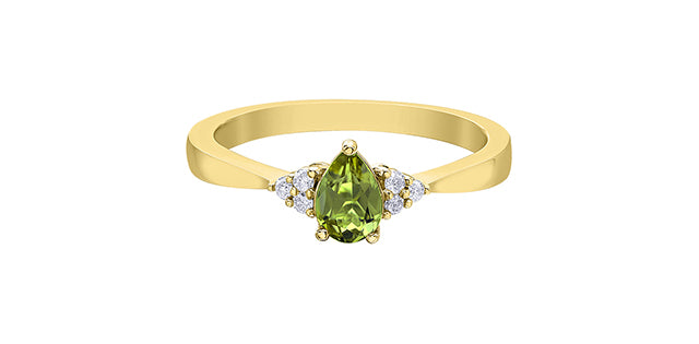 10K Yellow Gold Peridot and Diamond Ring