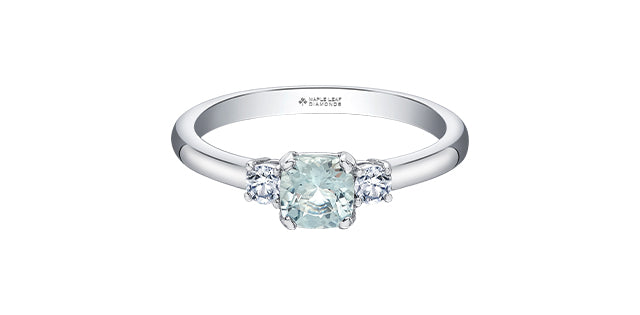 14k White Gold Aquamarine and Diamond Ring