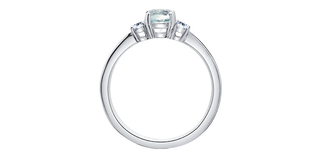 14k White Gold Aquamarine and Diamond Ring