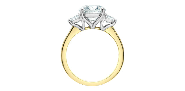 14K Yellow and White Gold 3.75Cttw Lab Grown Round Cut Diamond Engagement Ring