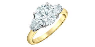 14K Yellow and White Gold 3.75Cttw Lab Grown Round Cut Diamond Engagement Ring