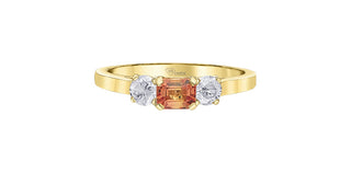 14K Yellow Gold Orange Sapphire & Diamond Ring