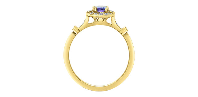 10K Yellow Gold Tanzanite , White sapphire and Diamond Ring