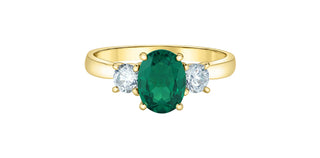 10K Yellow Gold Lab-Grown Emerald and Lab-Grown Diamond Ring