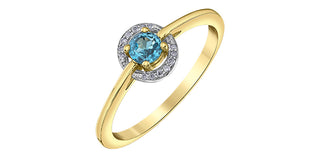 10K Yellow Gold Blue Topaz and Diamond Ring