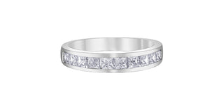 14K White Gold 1.00cttw Princess Cut Diamond Channel Anniversary Band, Size 6.5