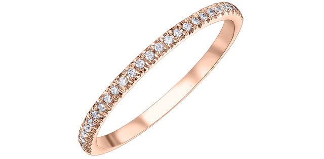 10K Rose Gold 0.15cttw Diamond Pave Ring, size 6.75