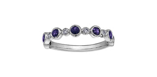 10K White Gold Amethyst and Diamonds Ring