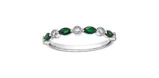 10K White Gold Emerald and Diamond Ring