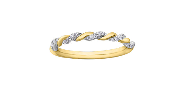 10K White and Yellow Gold 0.11 cttw Diamond Ring