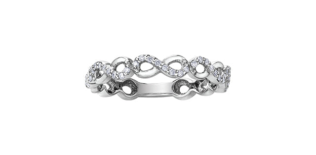 10K White Gold 0.15cttw Diamond Infinity Ring