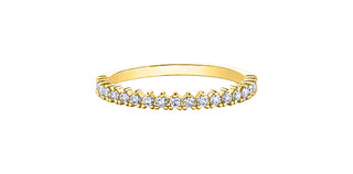 Banda de diamantes canadienses de oro amarillo de 18 quilates de 0,45 quilates - talla 6,5