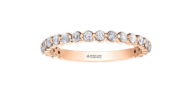 Banda de diamantes canadienses de oro rosa de 18 quilates de 1,00 quilates - talla 6,5